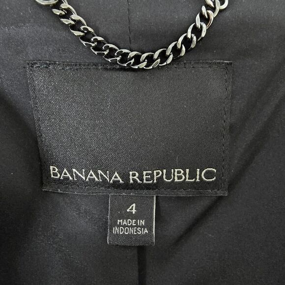 Banana Republic Houndstooth Plaid Jacket Peacoat Wool Blend Size 4 Black White - Picture 11 of 12